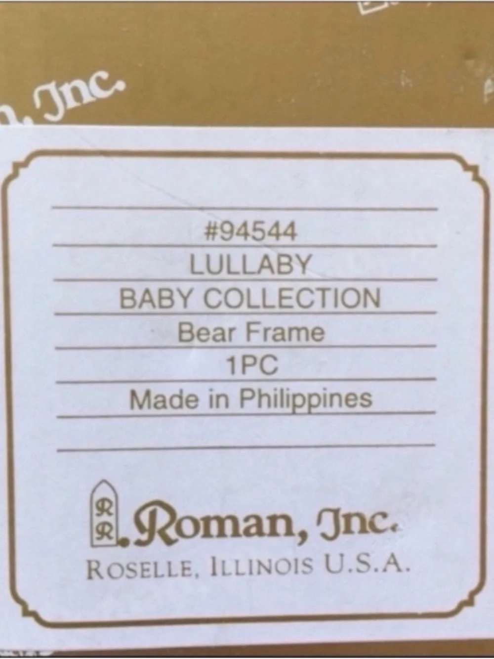 ROMAN Lullaby Baby Picture Frame 3D Teddy Bear Nursery Decor Vintage Gifts NIB